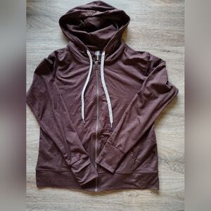 Brown Zip Hoodie with Drawstring. Small Size